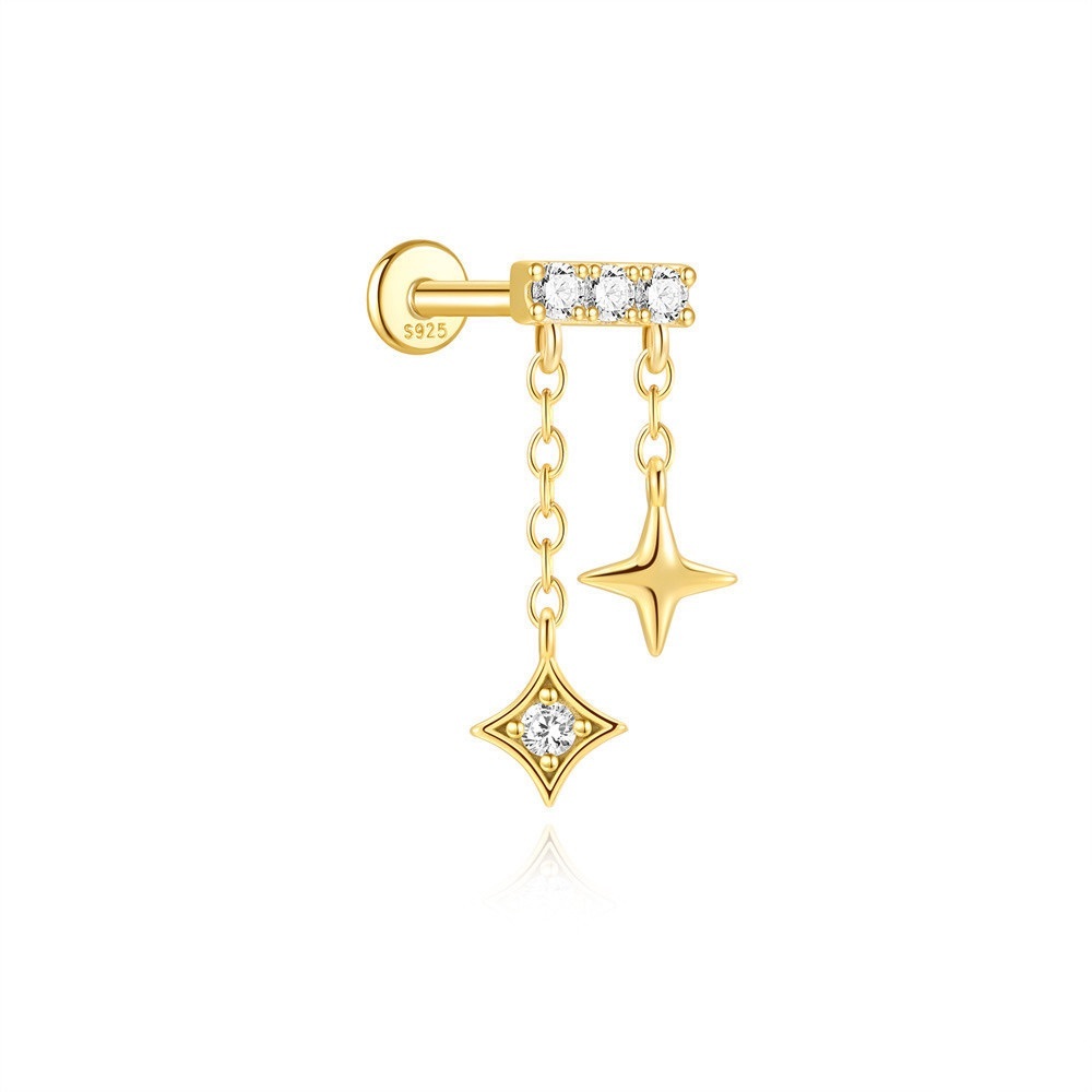 S925 Gold Star Dangle cartilage Earring